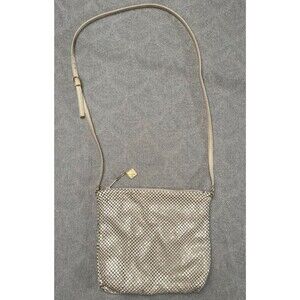 Vintage 80s Whiting & Davis Bisque Mesh Purse 1980s Retro Disco Ivory Cream Bag